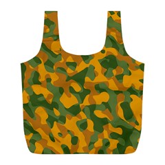 Green And Orange Camouflage Pattern Full Print Recycle Bag (l) by SpinnyChairDesigns