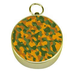 Green And Orange Camouflage Pattern Gold Compasses