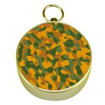 Green and Orange Camouflage Pattern Gold Compasses Front