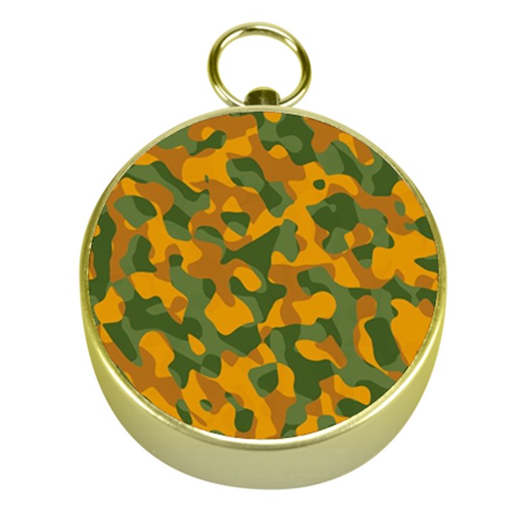 Green and Orange Camouflage Pattern Gold Compasses