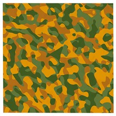 Green And Orange Camouflage Pattern Wooden Puzzle Square by SpinnyChairDesigns