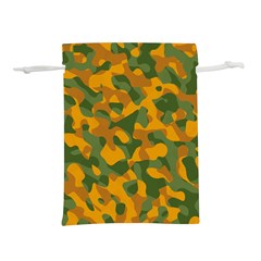 Green And Orange Camouflage Pattern Lightweight Drawstring Pouch (l) by SpinnyChairDesigns