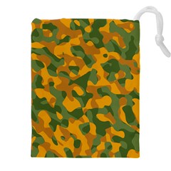 Green And Orange Camouflage Pattern Drawstring Pouch (4xl)