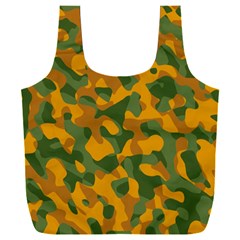 Green And Orange Camouflage Pattern Full Print Recycle Bag (xxl)