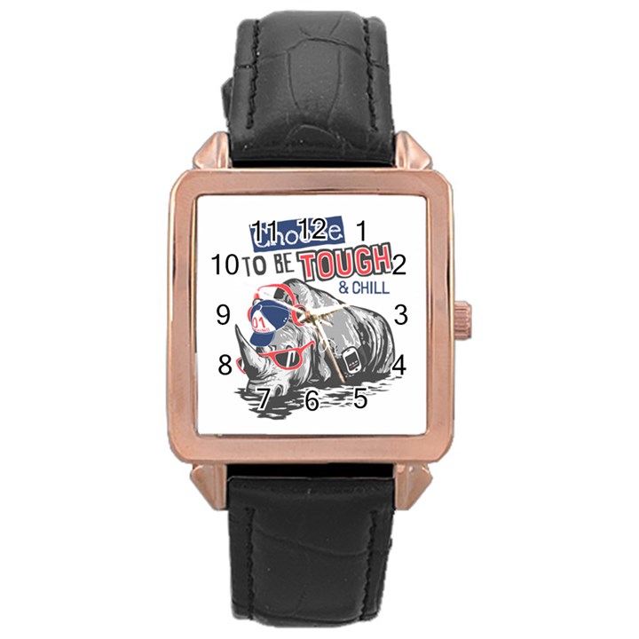 Choose To Be Tough & Chill Rose Gold Leather Watch 