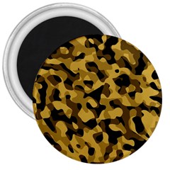 Black Yellow Brown Camouflage Pattern 3  Magnets by SpinnyChairDesigns