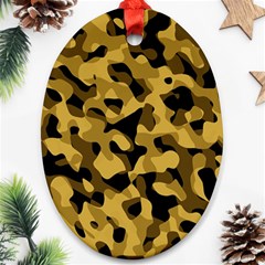 Black Yellow Brown Camouflage Pattern Ornament (oval)