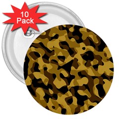 Black Yellow Brown Camouflage Pattern 3  Buttons (10 Pack)  by SpinnyChairDesigns