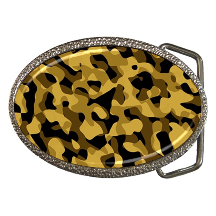 Black Yellow Brown Camouflage Pattern Belt Buckles