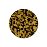 Black Yellow Brown Camouflage Pattern Rubber Round Coaster (4 pack)  Front