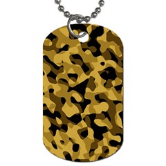 Black Yellow Brown Camouflage Pattern Dog Tag (two Sides) by SpinnyChairDesigns