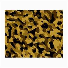 Black Yellow Brown Camouflage Pattern Small Glasses Cloth by SpinnyChairDesigns