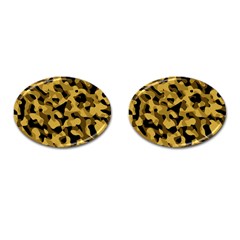 Black Yellow Brown Camouflage Pattern Cufflinks (oval)