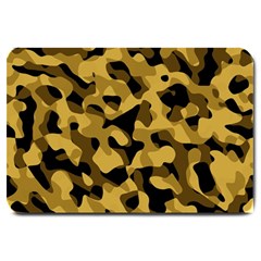 Black Yellow Brown Camouflage Pattern Large Doormat  by SpinnyChairDesigns