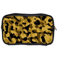 Black Yellow Brown Camouflage Pattern Toiletries Bag (one Side) by SpinnyChairDesigns