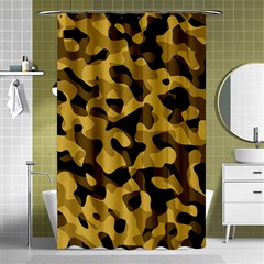 Black Yellow Brown Camouflage Pattern Shower Curtain 48  X 72  (small)  by SpinnyChairDesigns