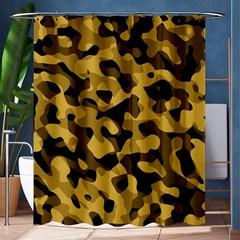 Black Yellow Brown Camouflage Pattern Shower Curtain 60  X 72  (medium)  by SpinnyChairDesigns