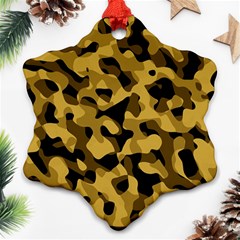 Black Yellow Brown Camouflage Pattern Snowflake Ornament (two Sides) by SpinnyChairDesigns