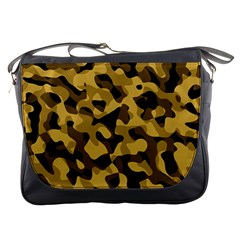 Black Yellow Brown Camouflage Pattern Messenger Bag by SpinnyChairDesigns