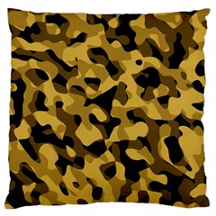 Black Yellow Brown Camouflage Pattern Large Cushion Case (one Side) by SpinnyChairDesigns