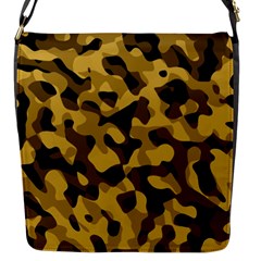 Black Yellow Brown Camouflage Pattern Flap Closure Messenger Bag (s) by SpinnyChairDesigns