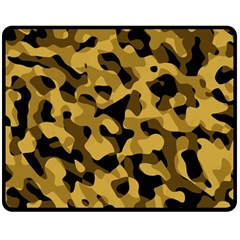 Black Yellow Brown Camouflage Pattern Double Sided Fleece Blanket (medium)  by SpinnyChairDesigns