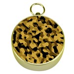 Black Yellow Brown Camouflage Pattern Gold Compasses Front