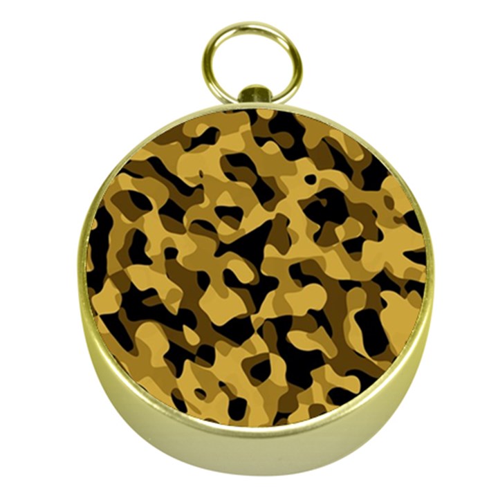 Black Yellow Brown Camouflage Pattern Gold Compasses