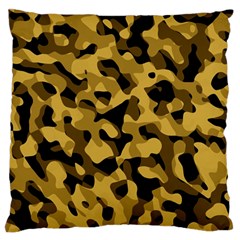 Black Yellow Brown Camouflage Pattern Large Flano Cushion Case (one Side) by SpinnyChairDesigns