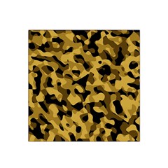 Black Yellow Brown Camouflage Pattern Satin Bandana Scarf by SpinnyChairDesigns