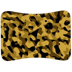 Black Yellow Brown Camouflage Pattern Velour Seat Head Rest Cushion by SpinnyChairDesigns