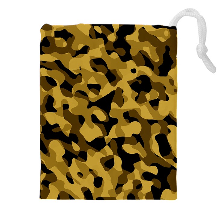 Black Yellow Brown Camouflage Pattern Drawstring Pouch (5XL)