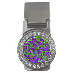 Purple And Green Camouflage Money Clips (cz)  by SpinnyChairDesigns