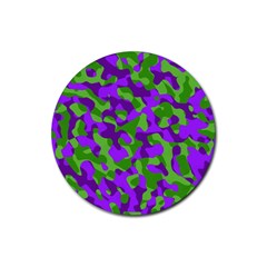 Purple And Green Camouflage Rubber Coaster (round) 