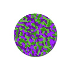 Purple and Green Camouflage Magnet 3  (Round)