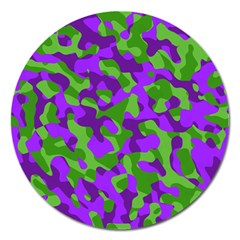 Purple and Green Camouflage Magnet 5  (Round)