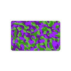 Purple And Green Camouflage Magnet (name Card) by SpinnyChairDesigns