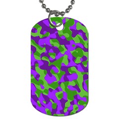 Purple and Green Camouflage Dog Tag (One Side)