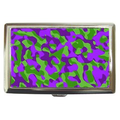 Purple And Green Camouflage Cigarette Money Case by SpinnyChairDesigns