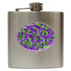 Purple and Green Camouflage Hip Flask (6 oz)