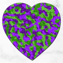 Purple and Green Camouflage Jigsaw Puzzle (Heart)