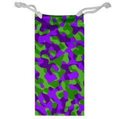 Purple And Green Camouflage Jewelry Bag by SpinnyChairDesigns