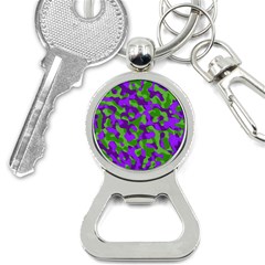 Purple And Green Camouflage Bottle Opener Key Chain by SpinnyChairDesigns