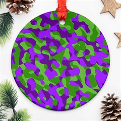 Purple and Green Camouflage Round Ornament (Two Sides)