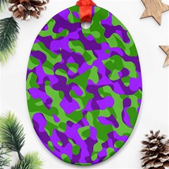 Purple and Green Camouflage Oval Ornament (Two Sides)