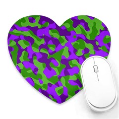 Purple and Green Camouflage Heart Mousepads