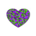 Purple and Green Camouflage Rubber Coaster (Heart)  Front