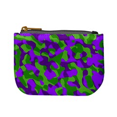 Purple And Green Camouflage Mini Coin Purse by SpinnyChairDesigns