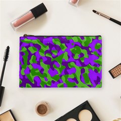 Purple and Green Camouflage Cosmetic Bag (Medium)