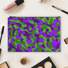 Purple and Green Camouflage Cosmetic Bag (Large)